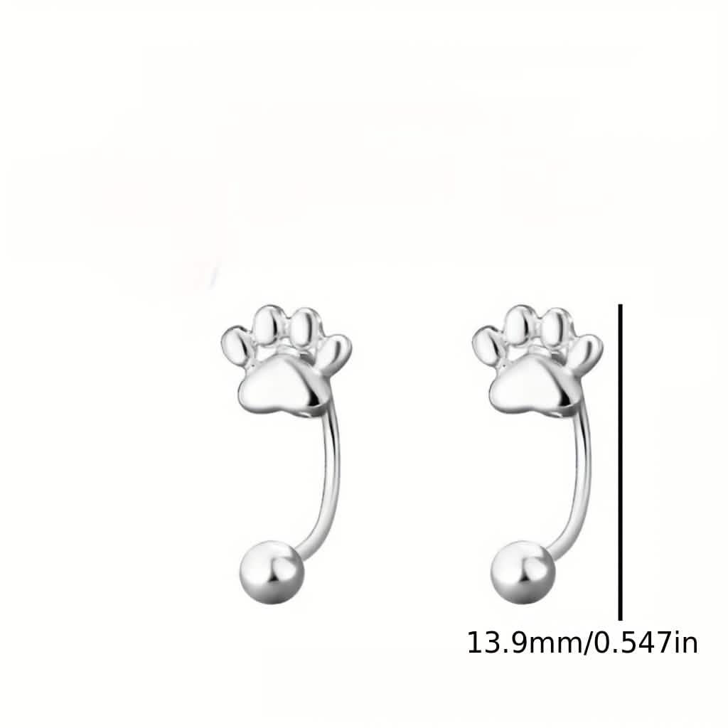 Sterling Silver Cat Paw Earrings – Screw-Back Studs, Elegant &amp; Simple