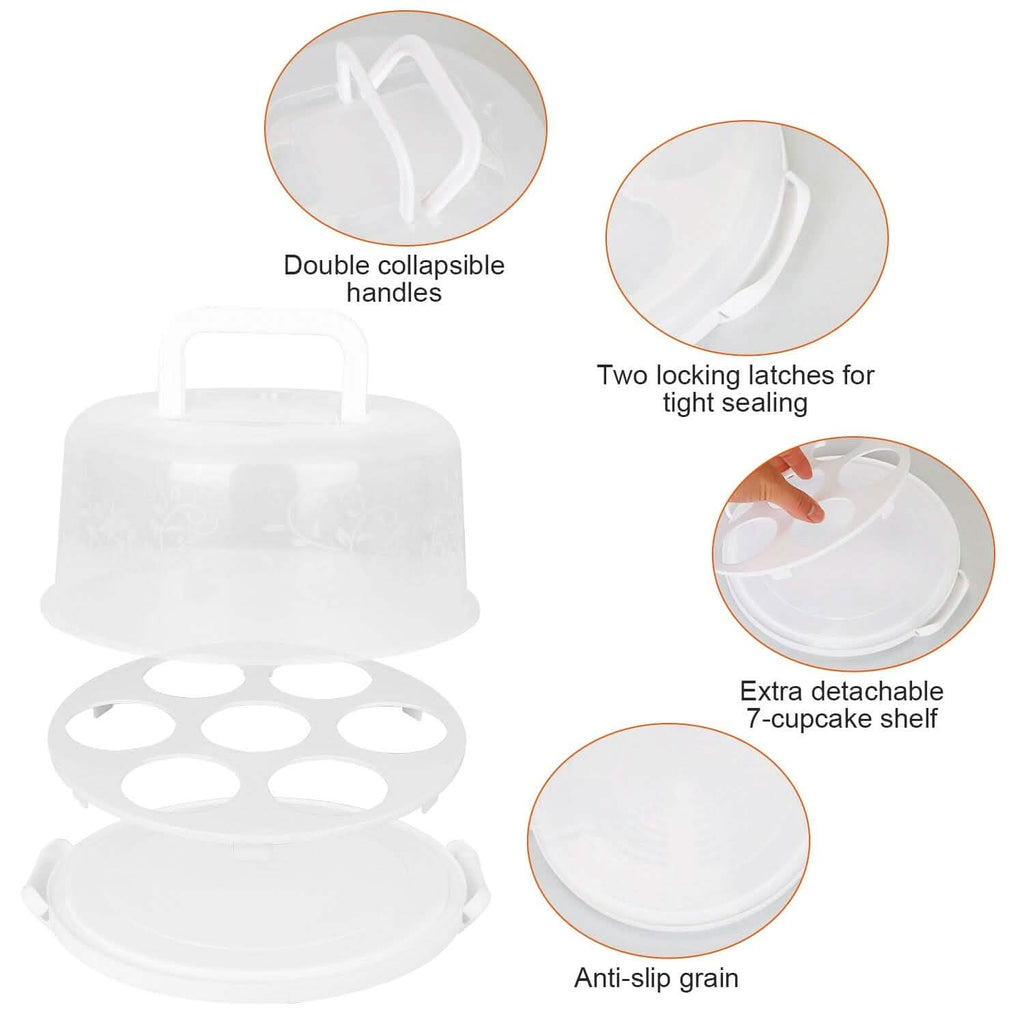10" Cake Storage Container with Handle Plastic Cake Box