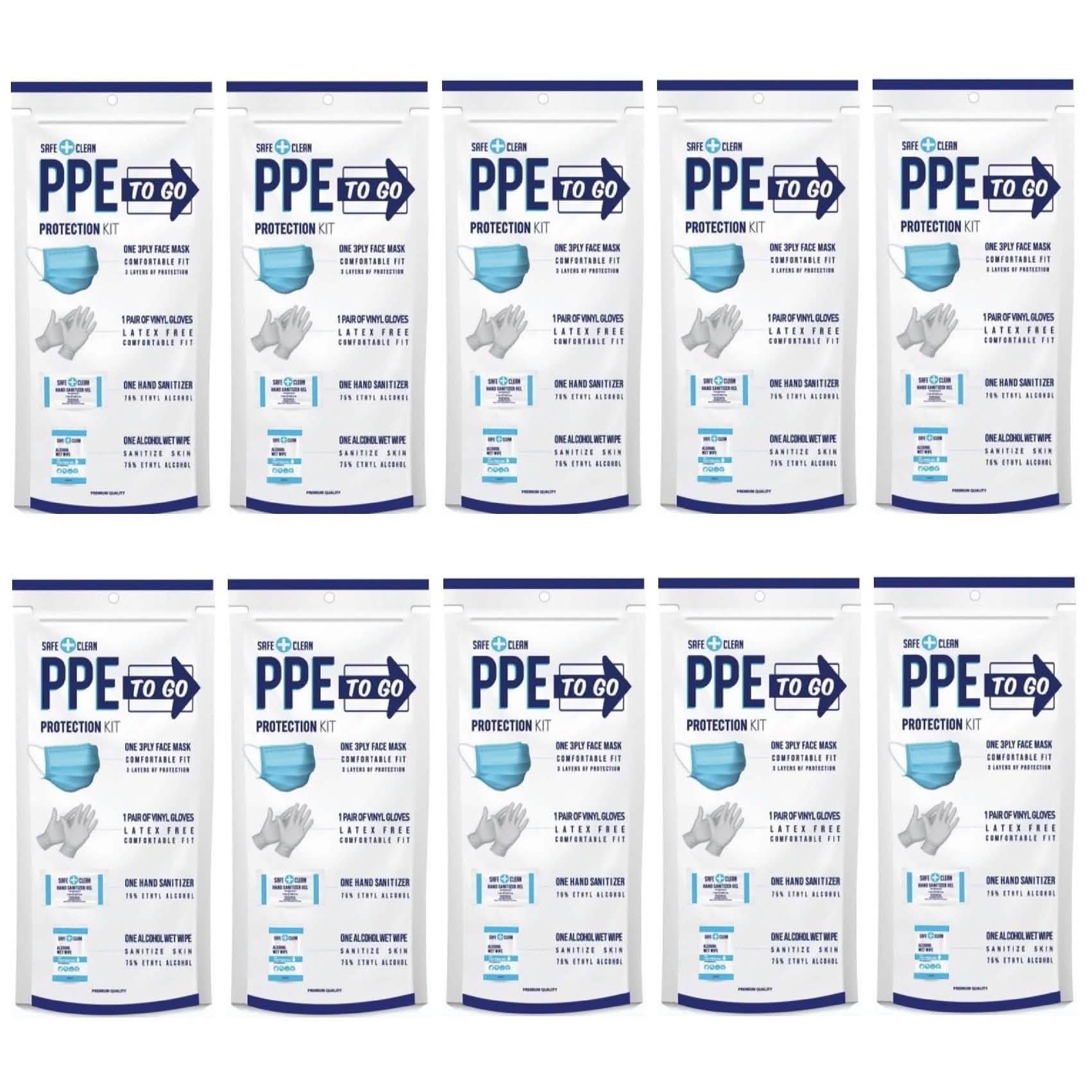 10-Pack: All-In-One Personal Protection Kit To Go