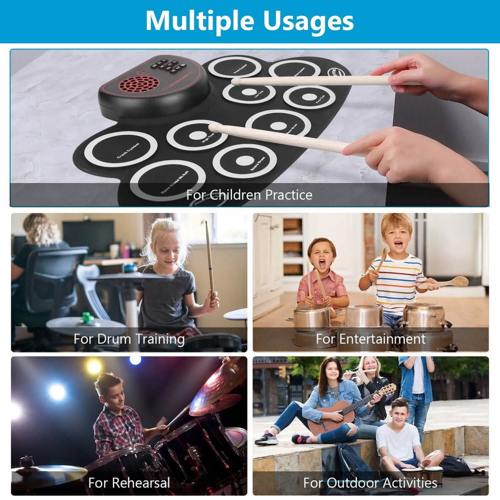 10 Pads Electric Drum Set Foldable