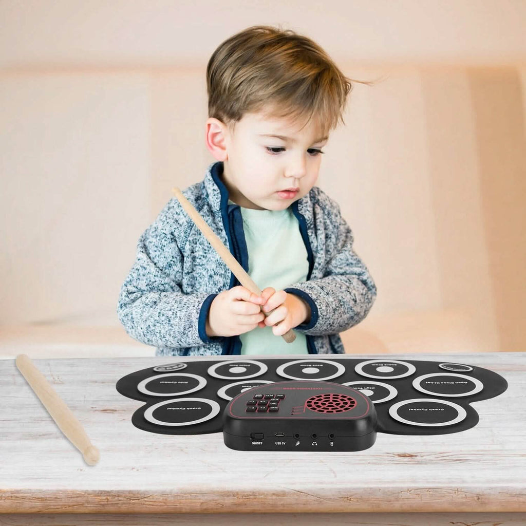 10 Pads Electric Drum Set Foldable