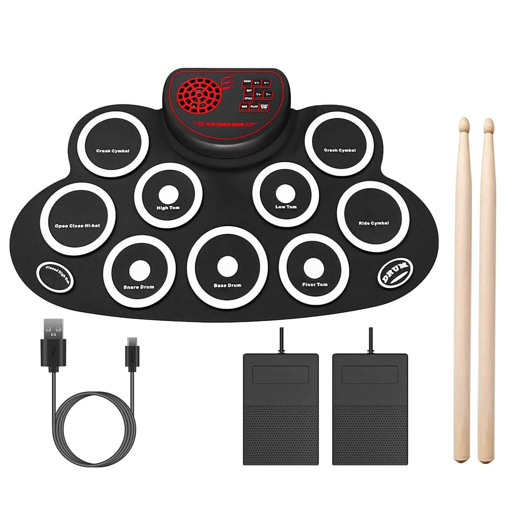10 Pads Electric Drum Set Foldable