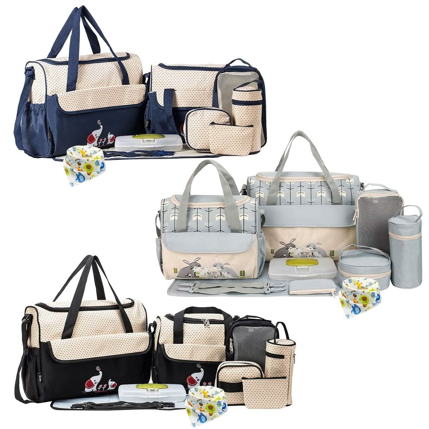 11-Piece Set: Multifunctional Diaper Handbags with Food Bag