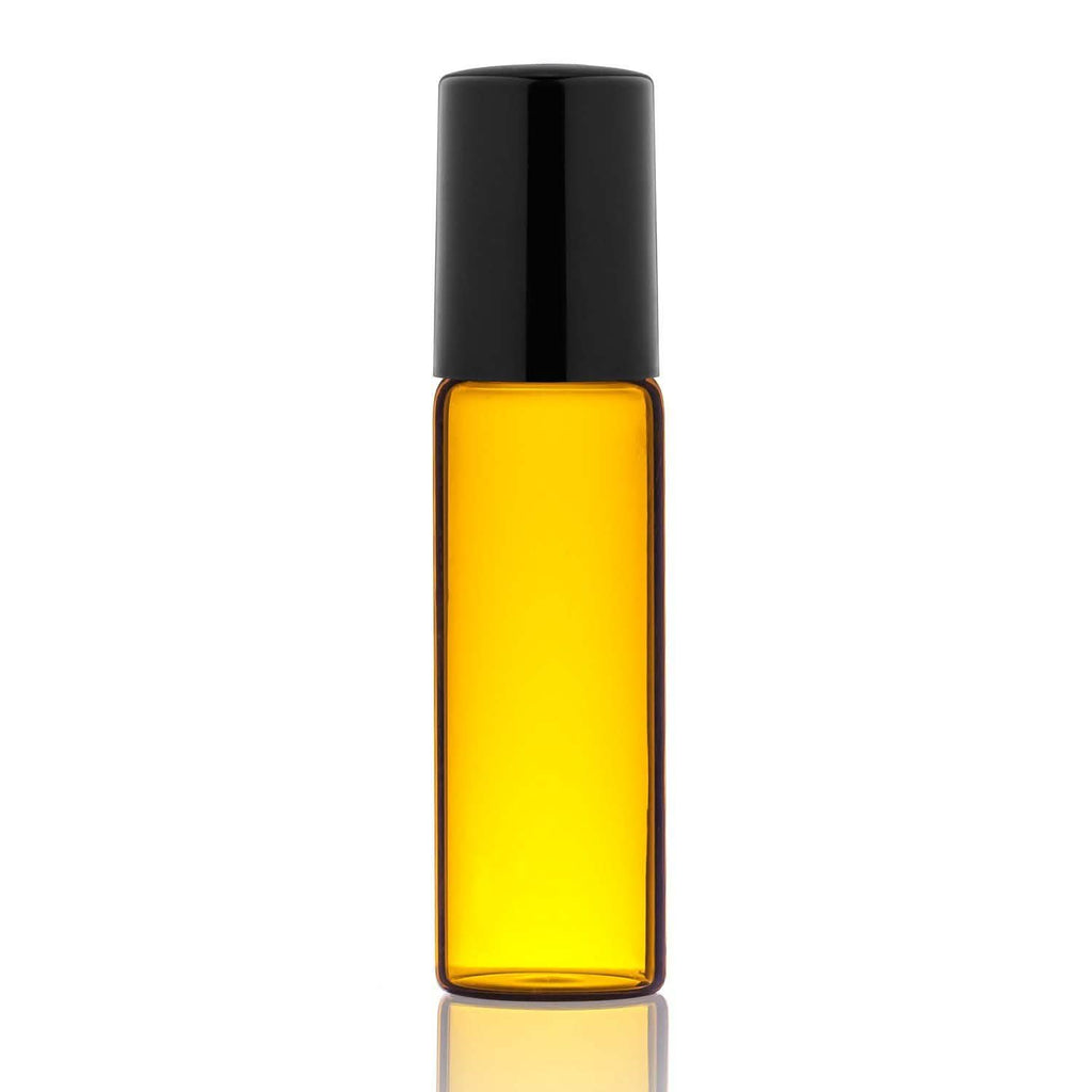 12-Pack: Amber Glass Bottles 10ml with Stainless Steel Roller Balls