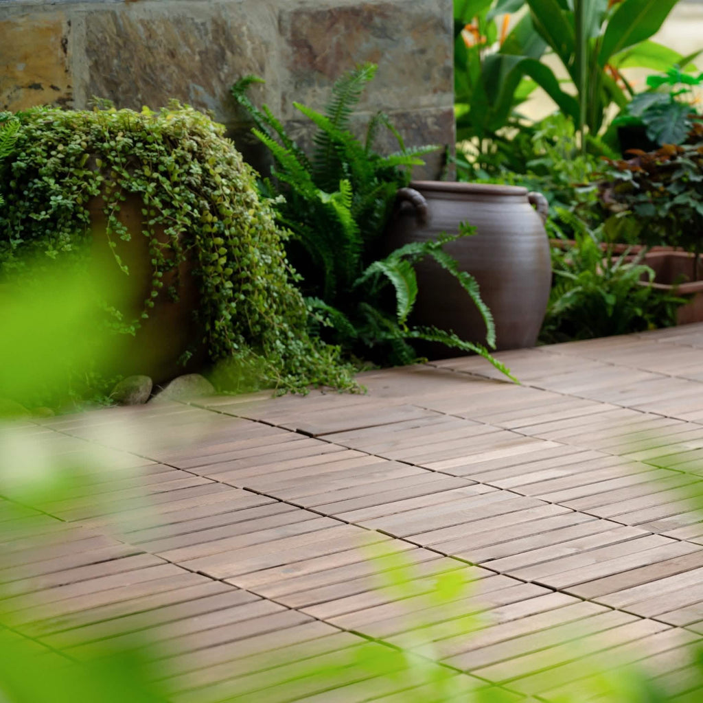 12" x 12" Square Teak Interlocking Deck Tiles