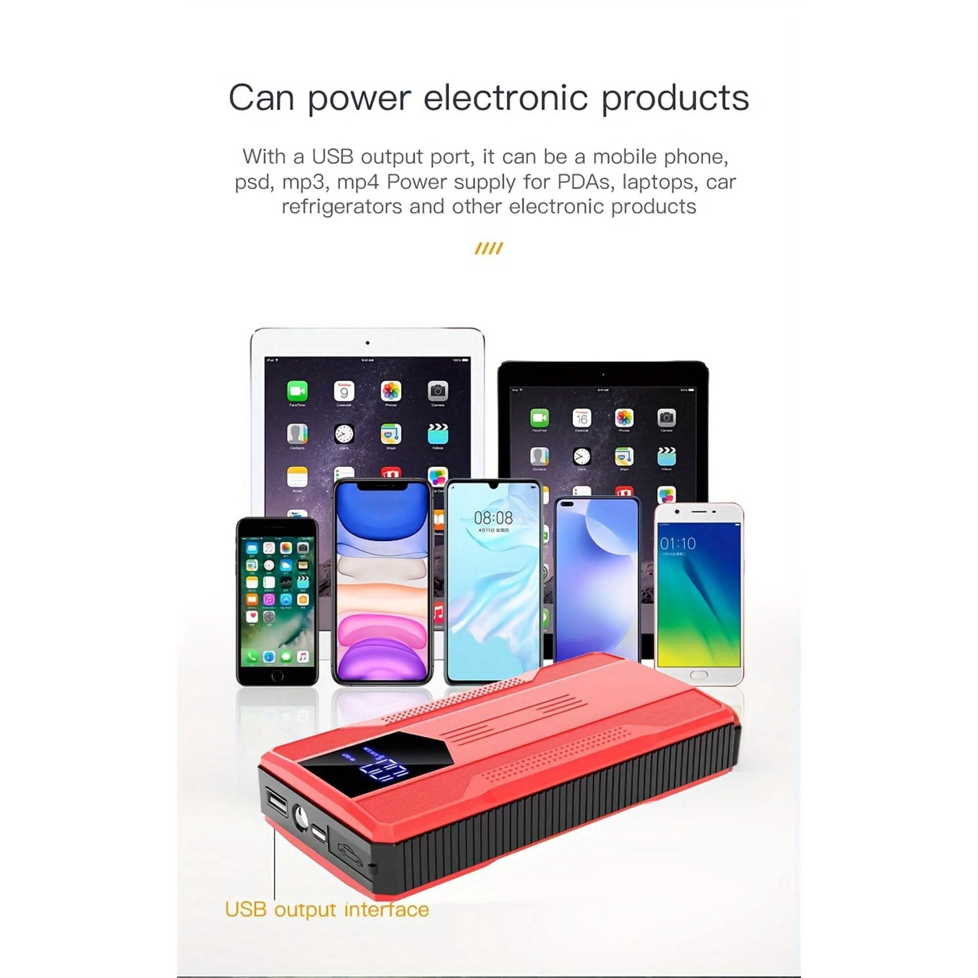 12V Ultra-Portable Car Battery Jump Starter with Advanced Smart Clip & Intuitive LCD Display