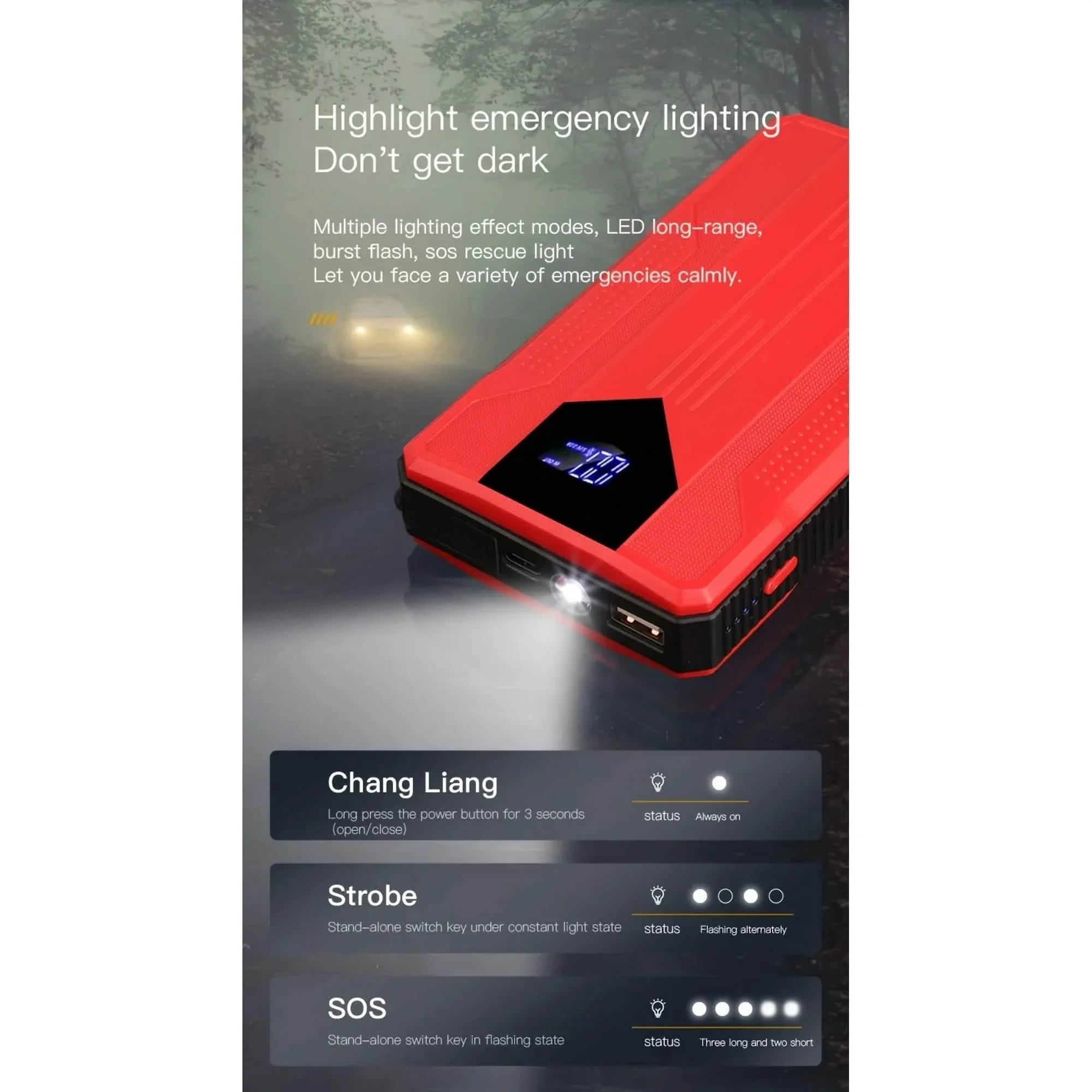 12V Ultra-Portable Car Battery Jump Starter with Advanced Smart Clip & Intuitive LCD Display