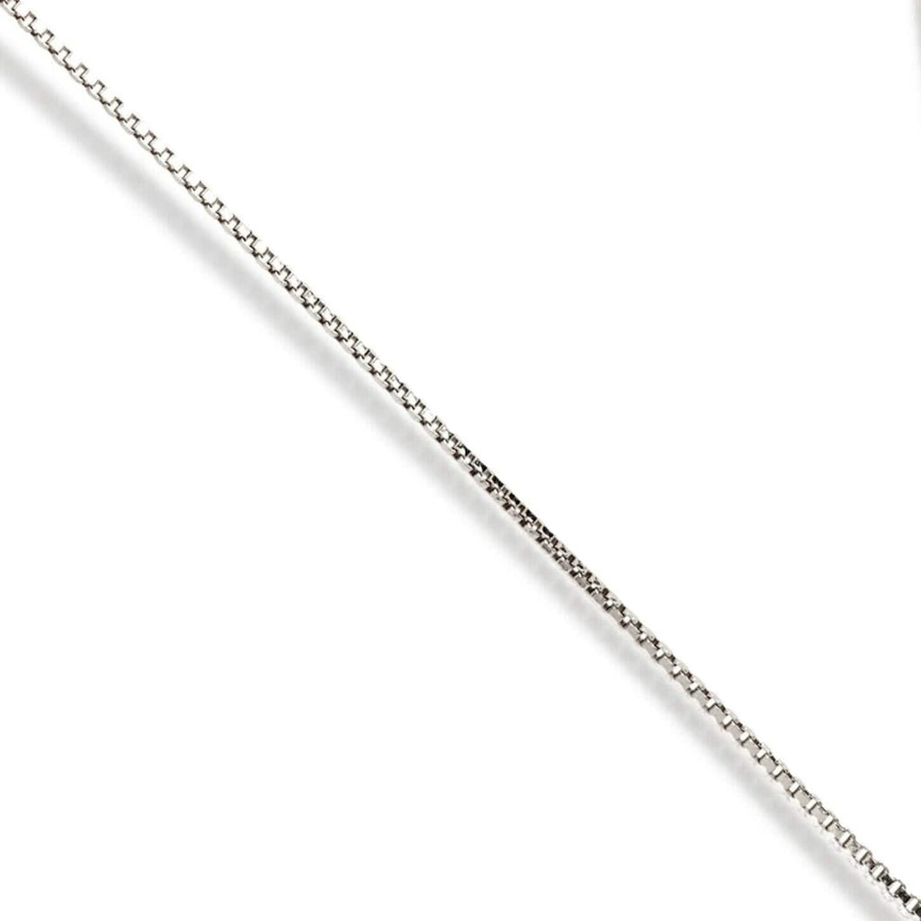 14K Solid White Gold Box Necklace Real Gold Chain