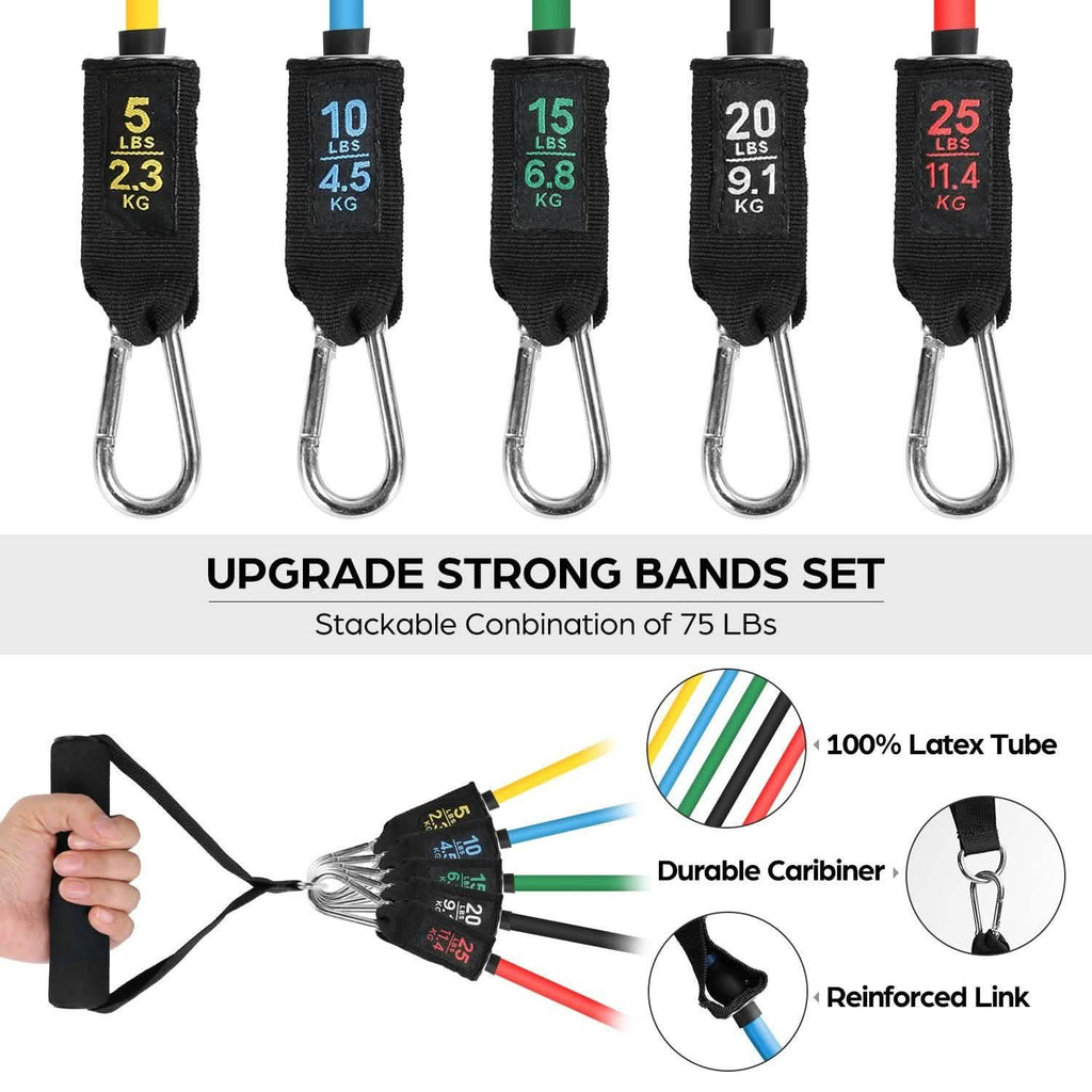 16-Pieces: Resistance Bands Set for Burning Fat & Muscle Strength