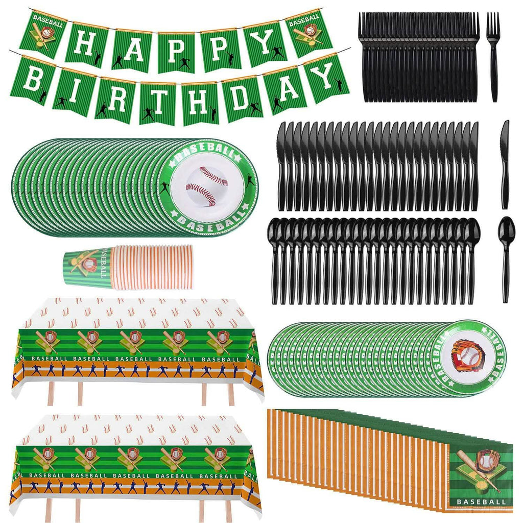 171-Pieces: Baseball Birthday Party Disposable Dinnerware Set