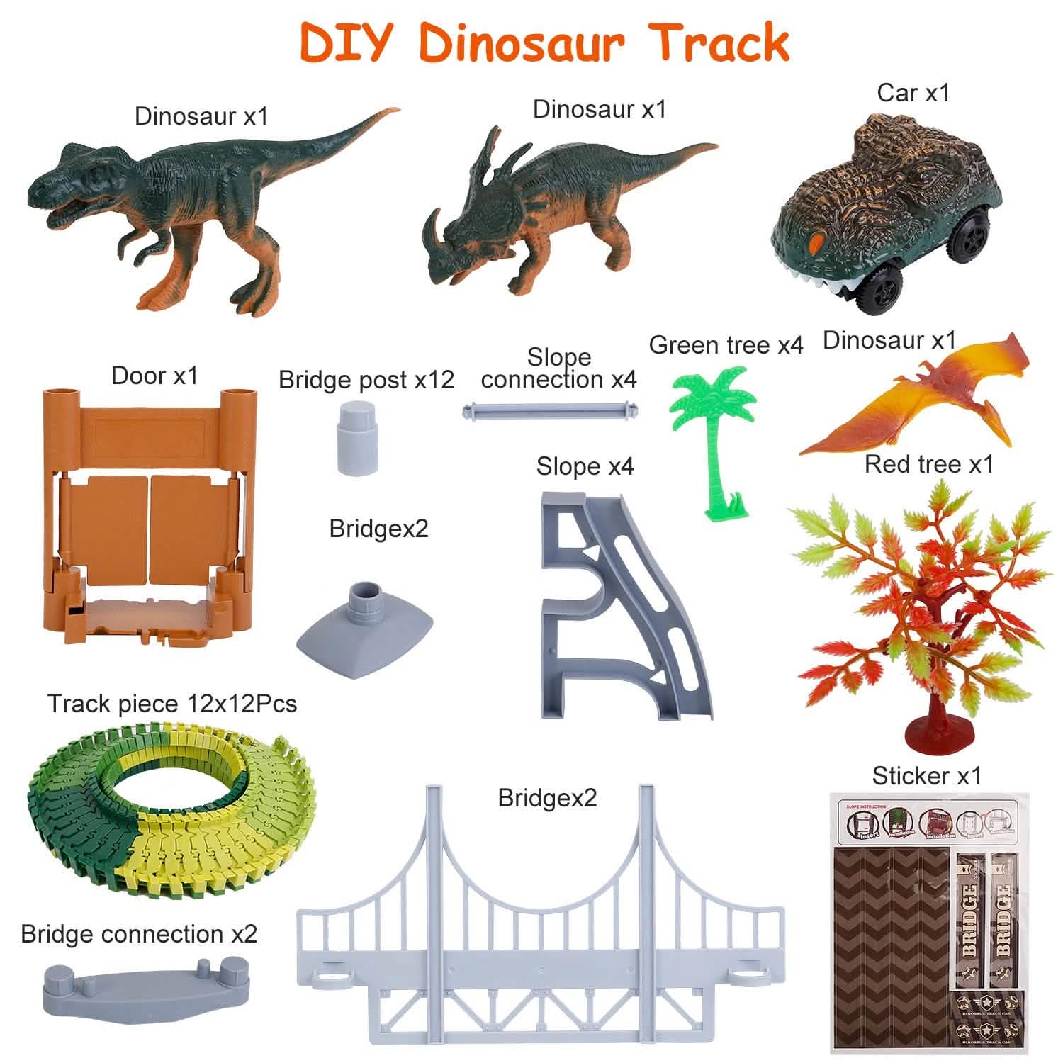 175-Piece: Dinosaur Race Track Set