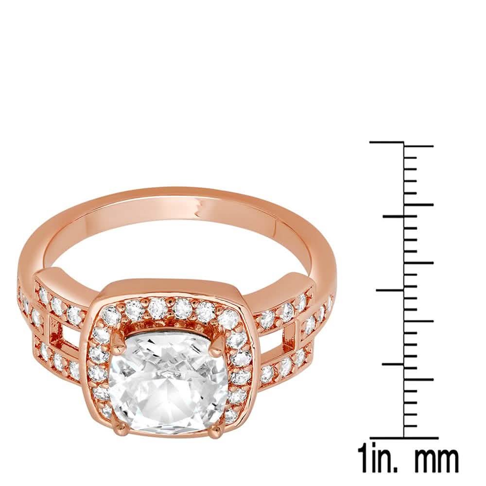 18k Gold Plated Square Engagement Ring with Swarovski Crystals