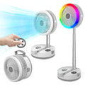 Neofeel Portable Oscillating Standing Fan, 40000mAh Rechargeable Battery Operated Fan with Remote/Timer, RGB Lighting Fan, Pedestal Floor Fan for Bedroom Party Camping (White, 40000mAh)