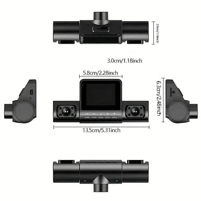 4-Channel Car DVR Dash Cam – 1080P Front, 720P Side & Rear, Night Vision