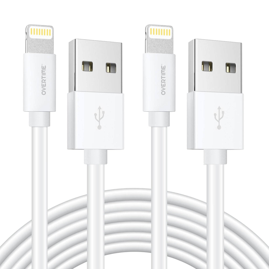 2-Pack: 4 Ft. White Overtime Apple MFi Certified Lightning USB Cable