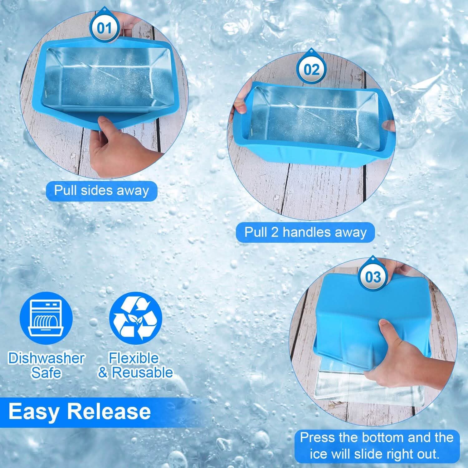 2-Pack: 6.6 lbs. Silicone Freezer Ice Block Molds