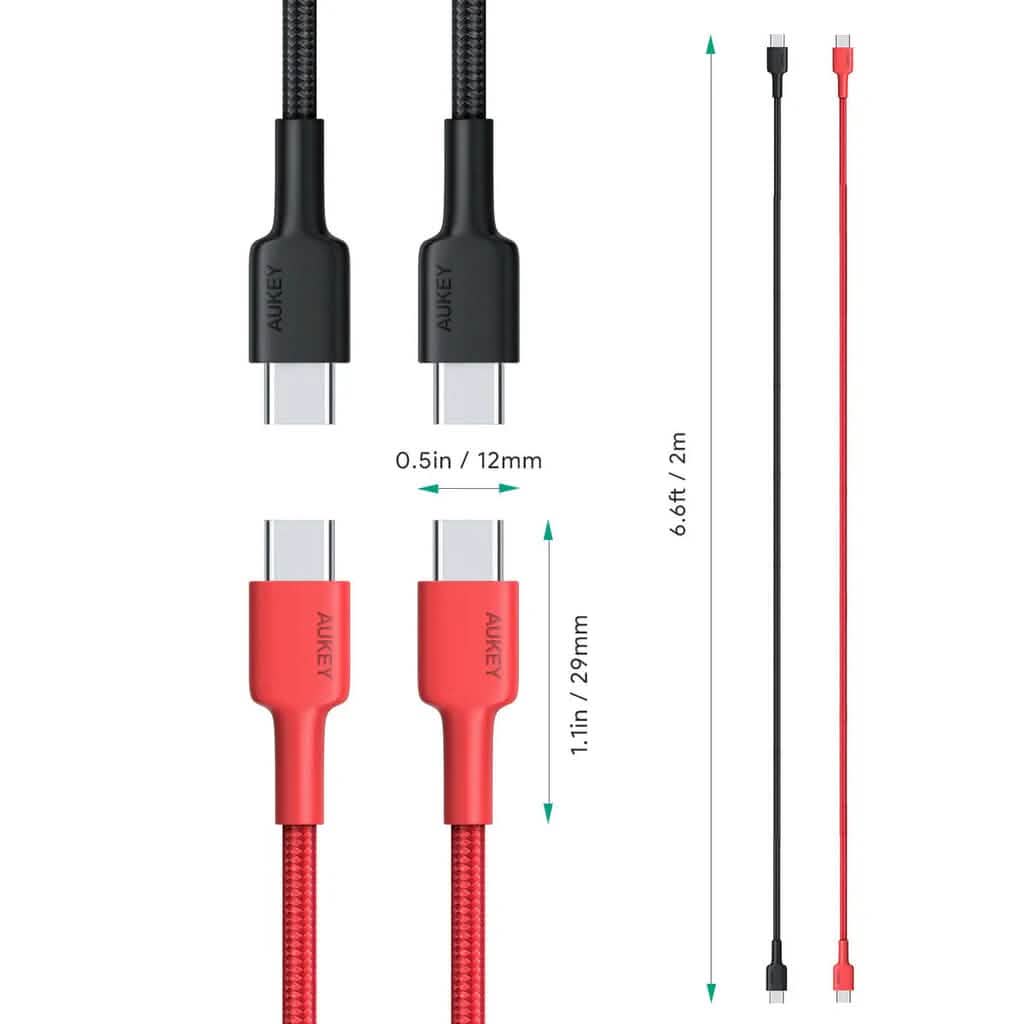 2-Pack: 6.6ft CB-CD28 USB C Cable USB C to USB C Cable