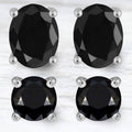 2-Piece Set: Sterling Silver Black Sapphire Studs
