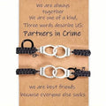 2-Pieces: Classic Vintage Handcuff Charm Friendship Bracelets