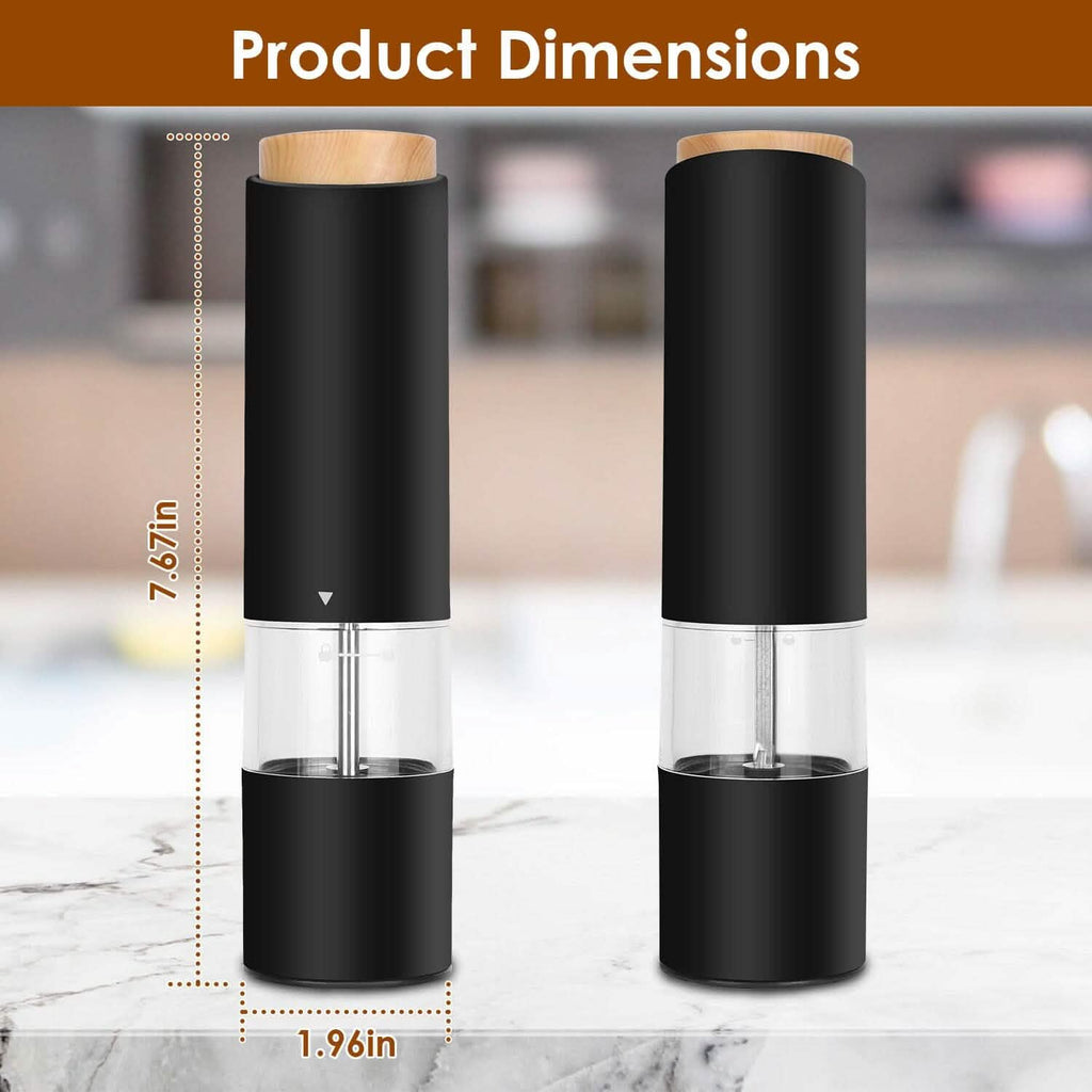2-Pieces: Electric Salt and Pepper Grinder Battery Powered with Adjustable Coarseness