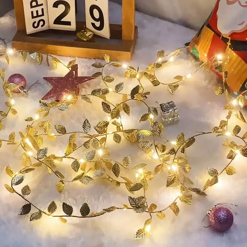 20 LED Golden Leaf Fairy Lights