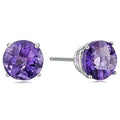 2.00 CTTW Solid Sterling Silver Round Cut Amethyst Studs