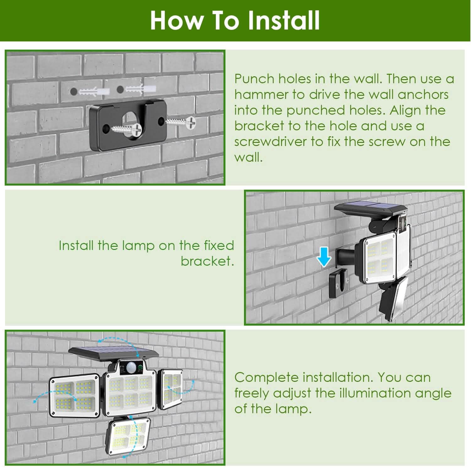 216 LEDs  Solar Outdoor Light Motion Sensor Security Wireless Lamp