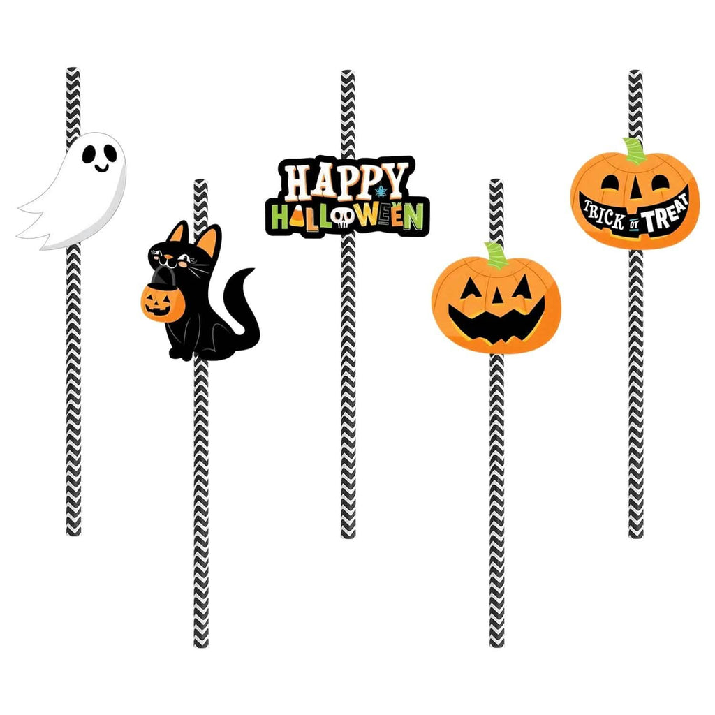 24-Pieces: Halloween Party Striped Decorative Paper Straws