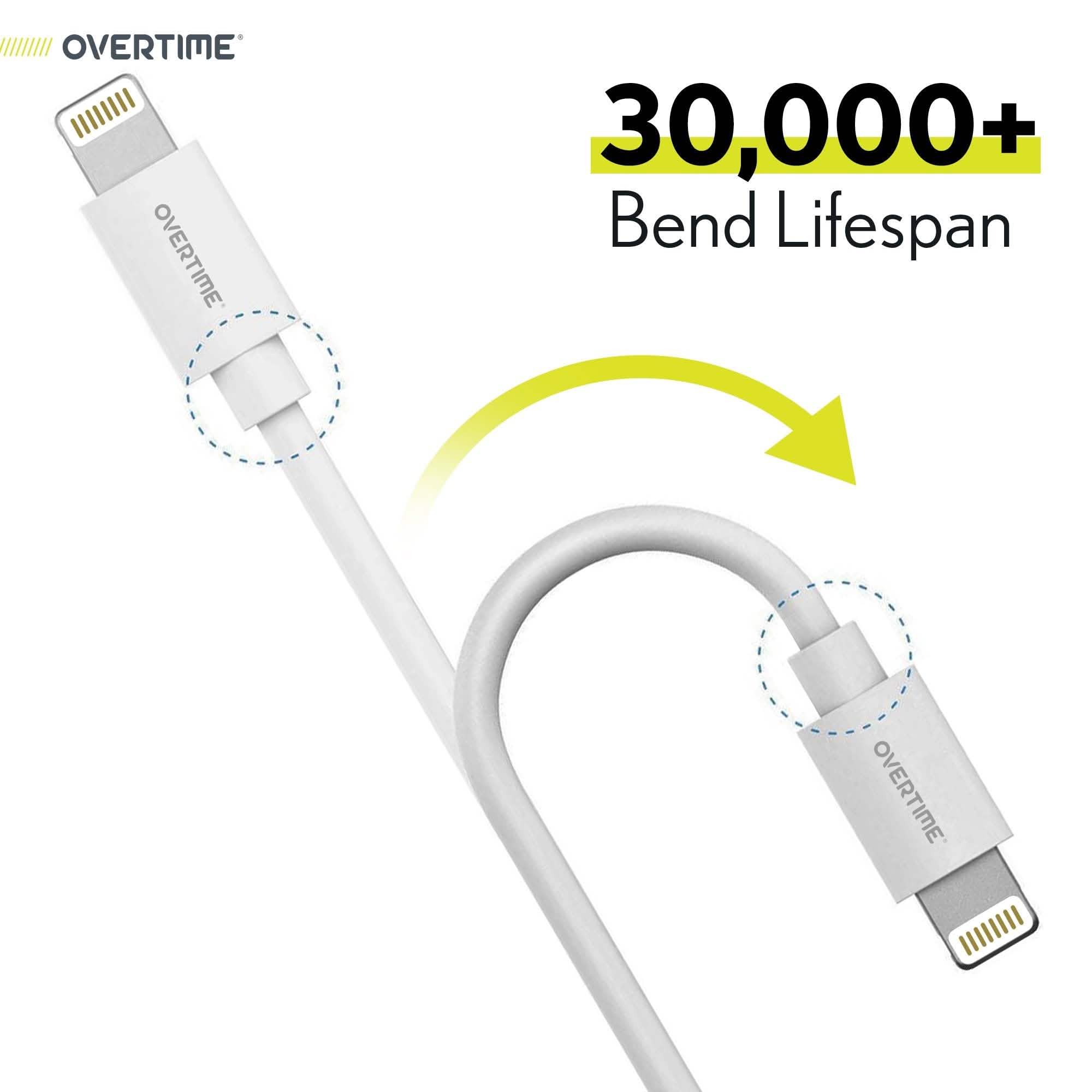 3-Pack: 4 Ft. Overtime Apple MFi Certified Lightning Cable