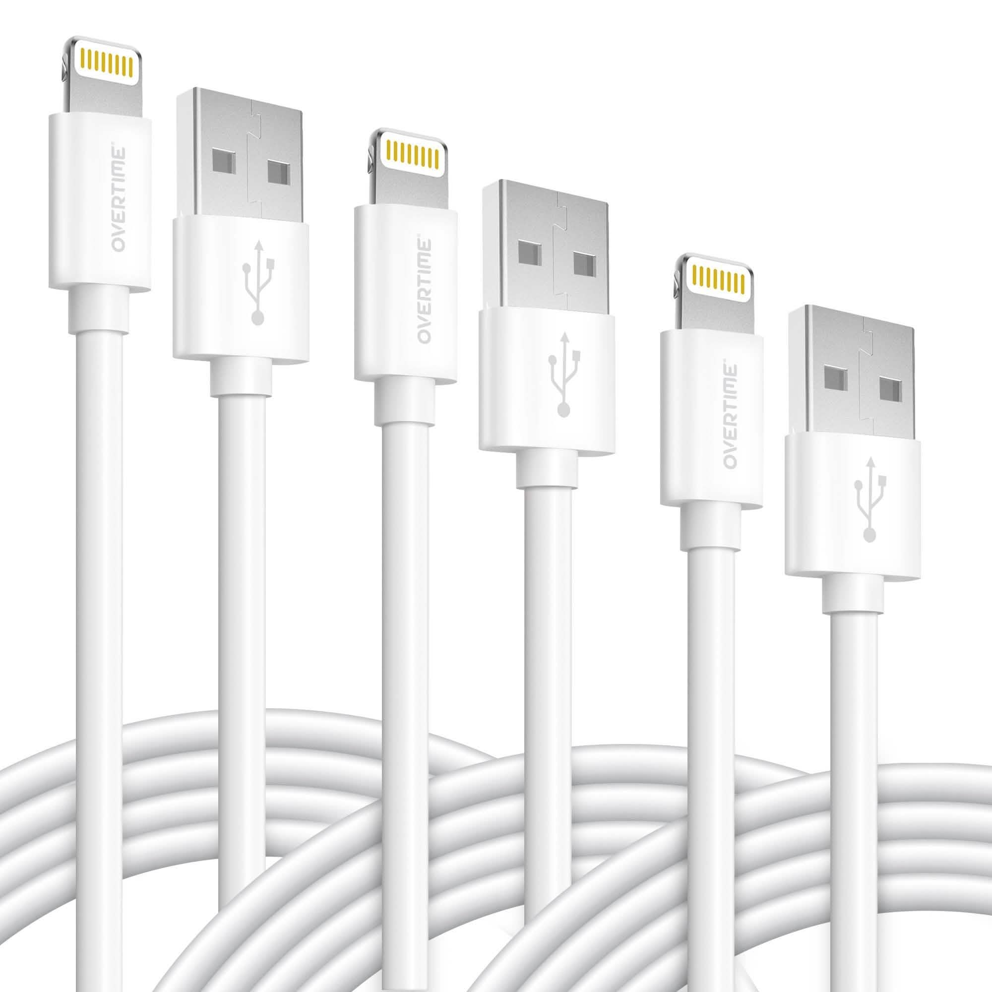 3-Pack: 4 Ft. Overtime Apple MFi Certified Lightning Cable