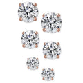 3-Pair Set: Sterling Silver Crystal Stud Earrings