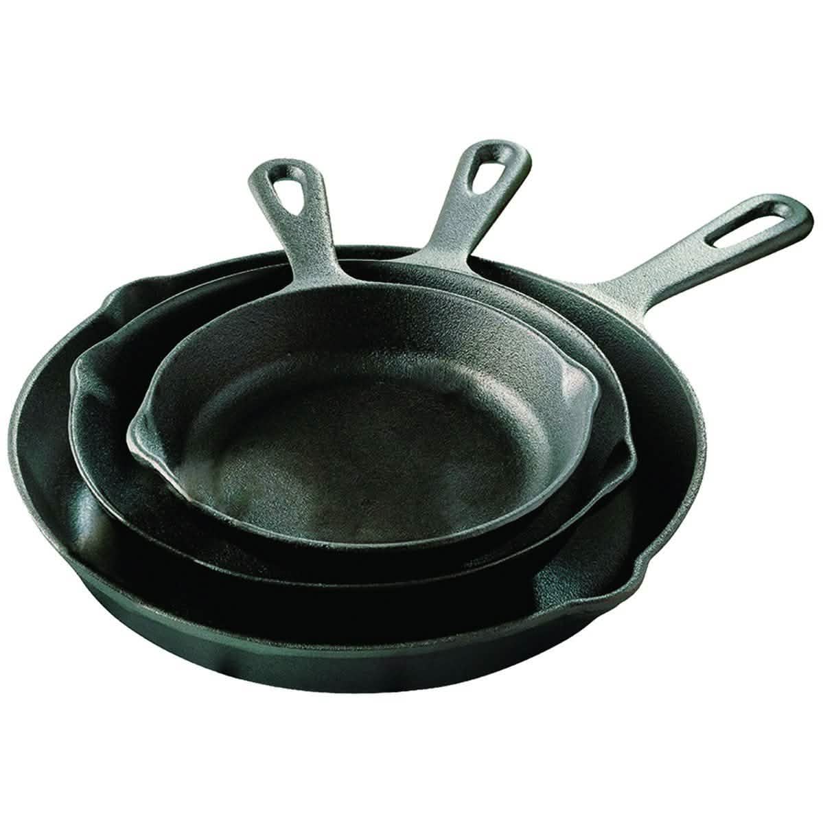 3-Piece: Pre-Seasoned Cast Iron Skillet Set