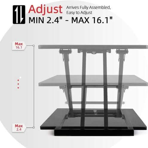 32" Height Adjustable Stand Up Desk Converter Gas Spring Desk Riser Converter Sit to Stand
