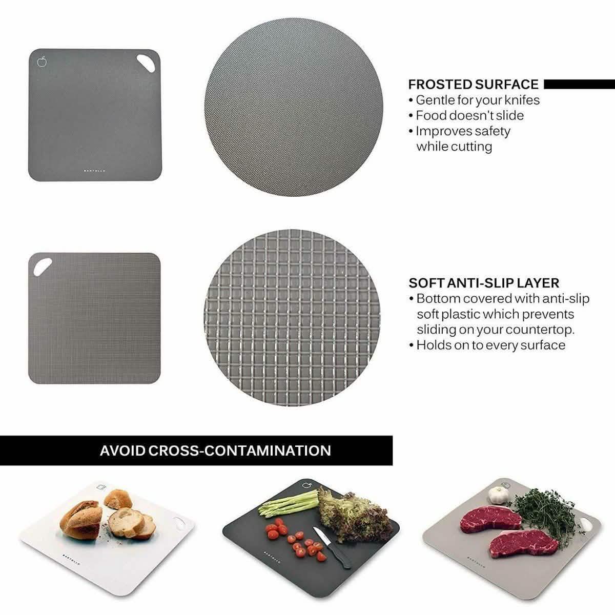 4-Pack: Bartollo Non-Slip Cutting Boards with Free Knife