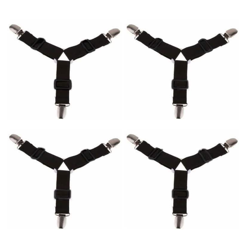 4-Piece: Triangle Bed Sheet Holder Fastener Grippers Clips Suspender Strap