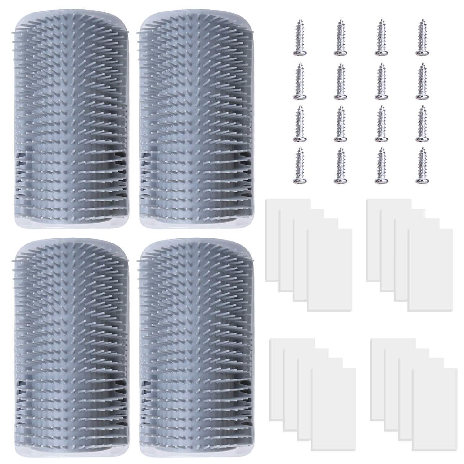 4-Pieces: Cat Self Groomer Soft Silicone Wall Corner Scratcher