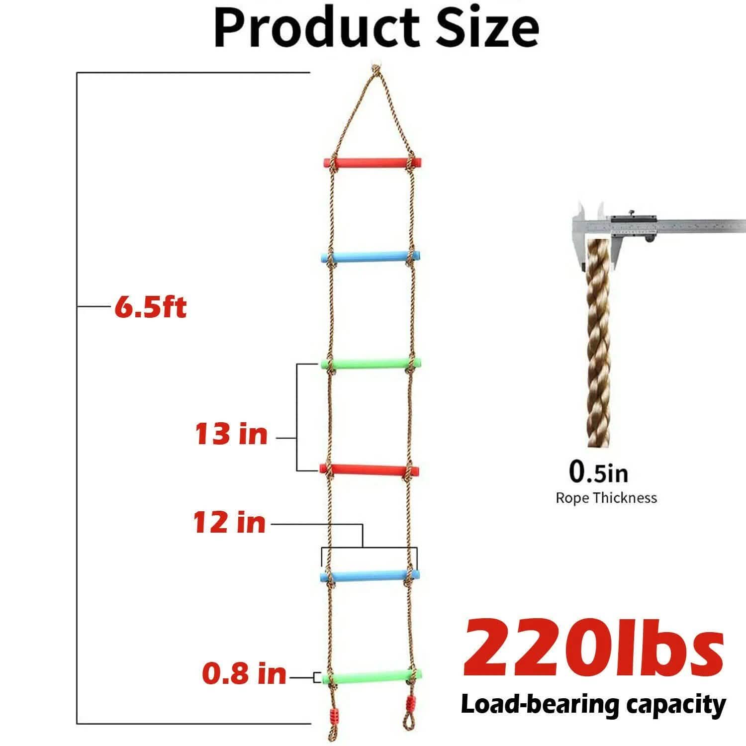6 Rungs Swing Climbing Rope Ladder Hang for Children Playground Exercise