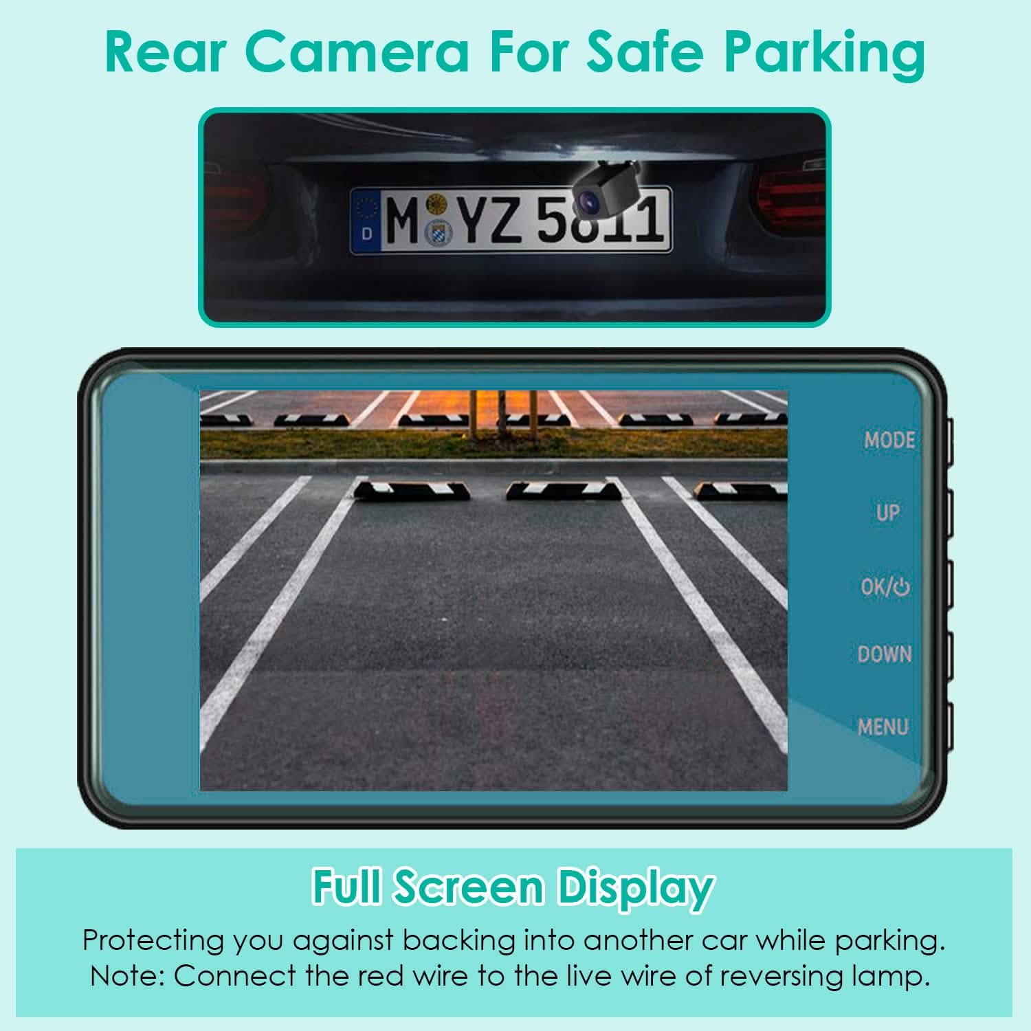 720P Dual Dash Car Camera Recorder with Motion Detection Light