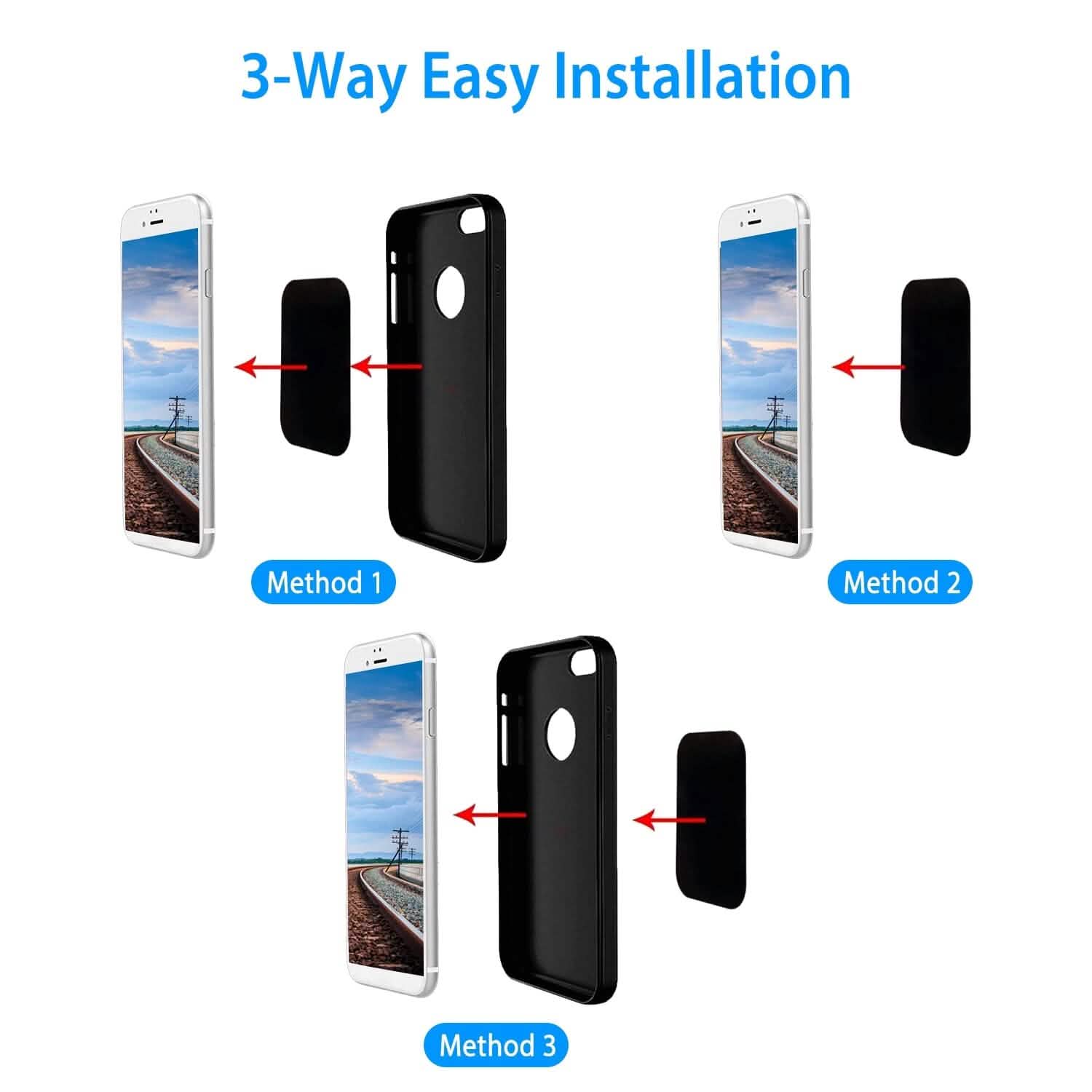 8-Piece: Universal Metal Plates with Strong Adhesive