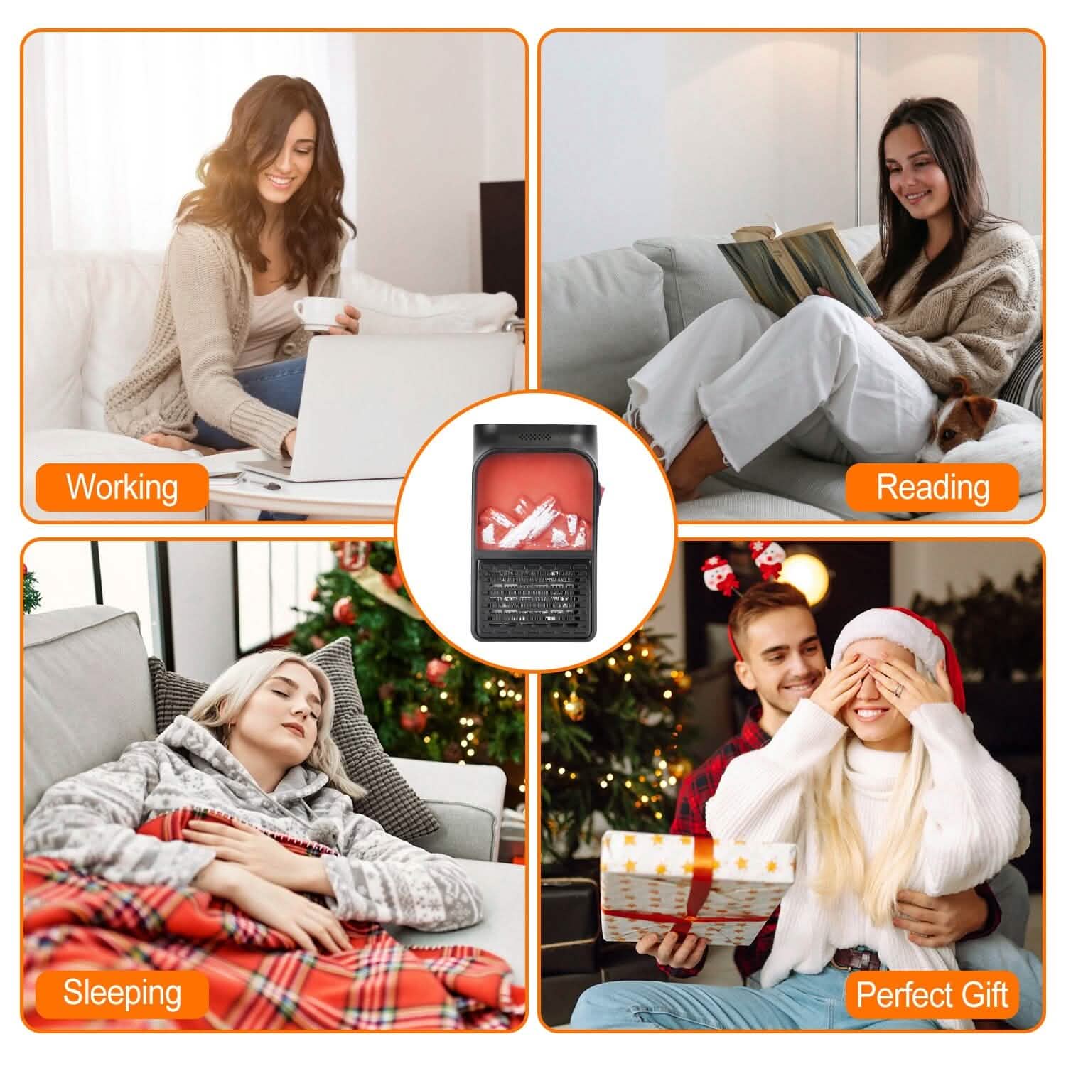 800w Plug-In Space Heater Wall Outlet with 360° Rotatable Plug