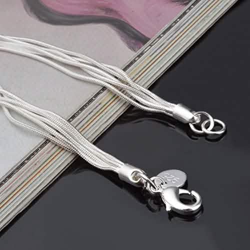 .925 Sterling Silver Five-Line Chain with Five-Heart Bracelet