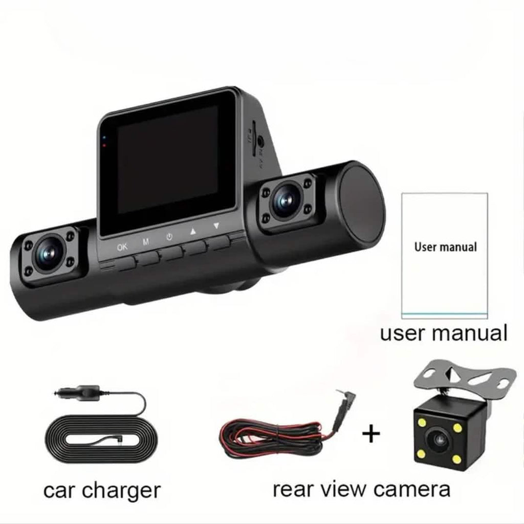 4-Channel Car DVR Dash Cam – 1080P Front, 720P Side & Rear, Night Vision