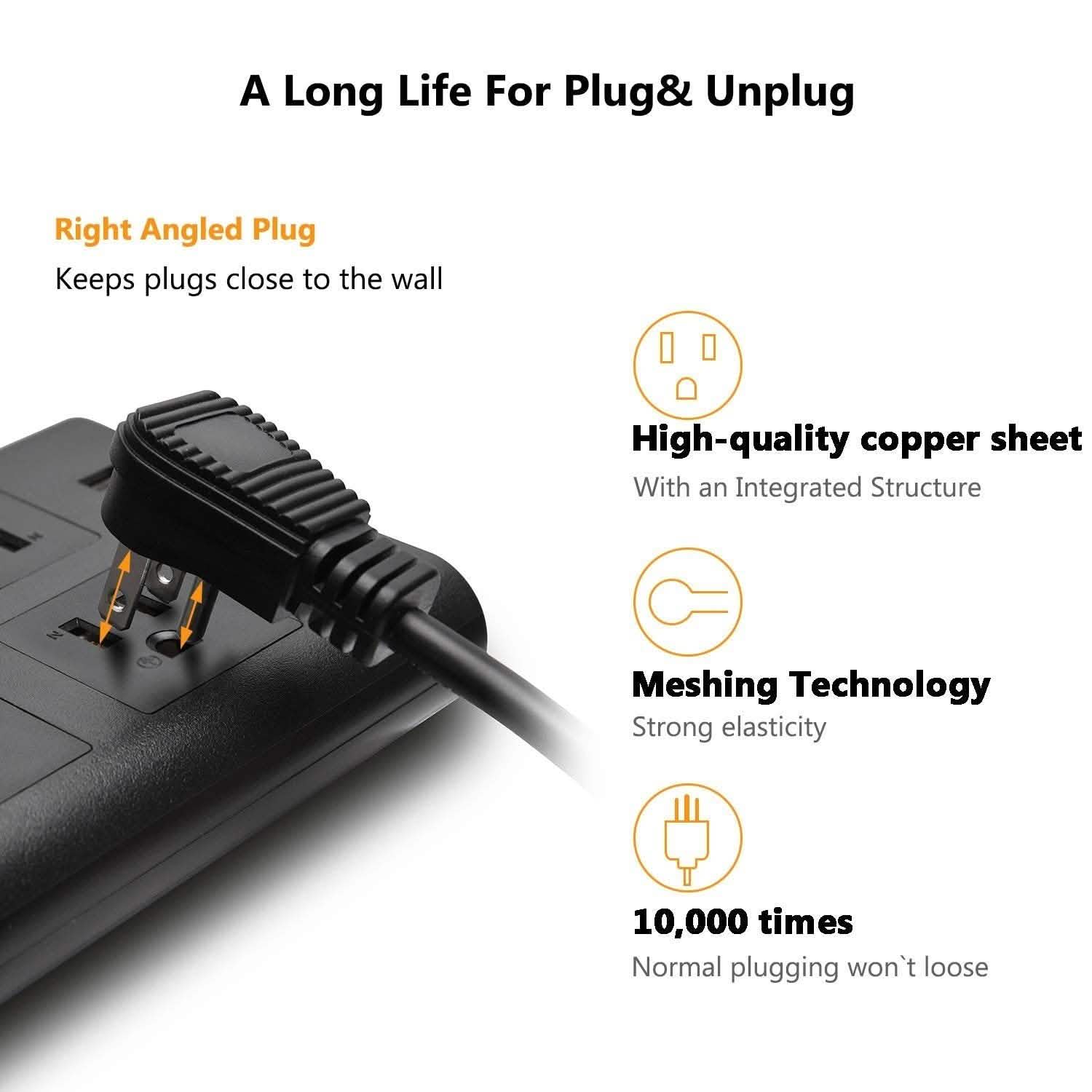 9.8ft USB Power Strip Surge Protector