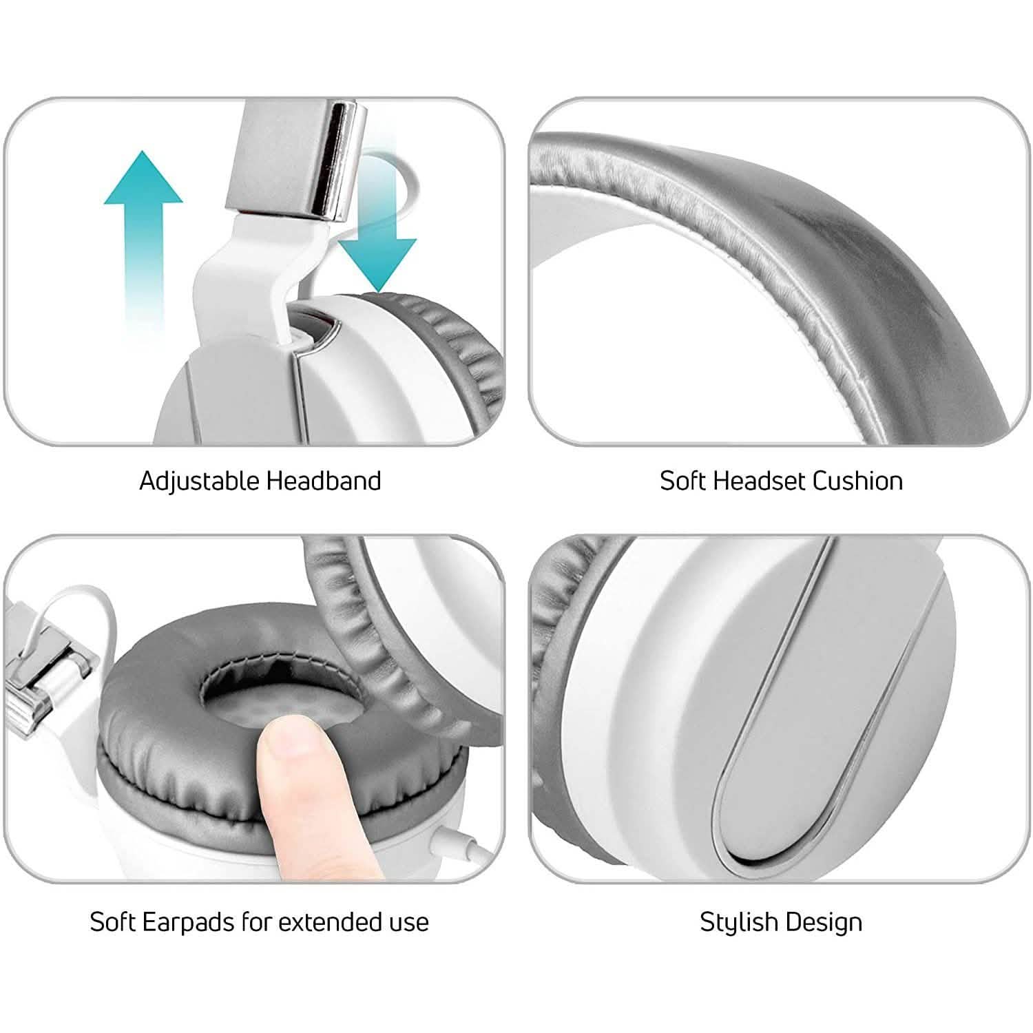 Adjustable Headband On-Ear Headphones with Built-in Mic