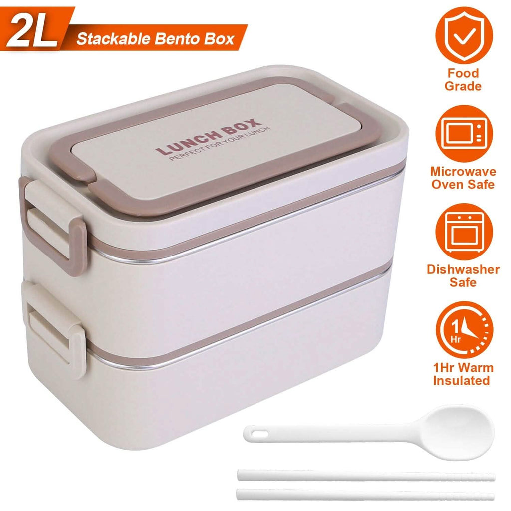 Bento Lunch Box 3 Stackable Food Container with Chopsticks and Spoon