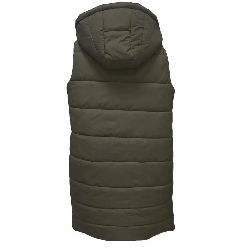 Casual Sleeveless Long Button Front Hooded Coat Outerwear