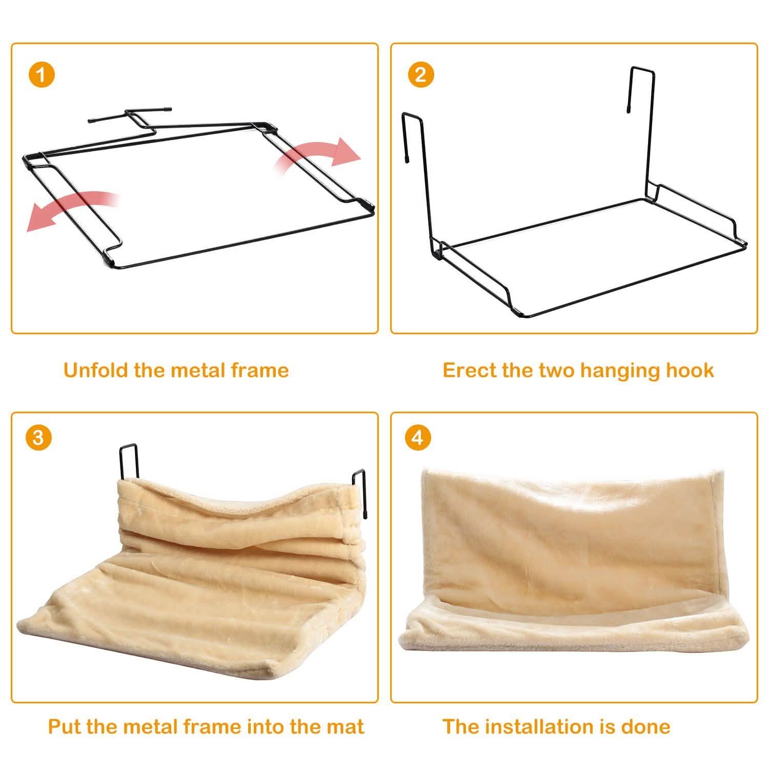 Cat Radiator Bed Pet Hammock Hanging Mat Blanket with Metal Frame