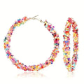 Colorful Circle Sheets Decor Boho Hoop Earrings