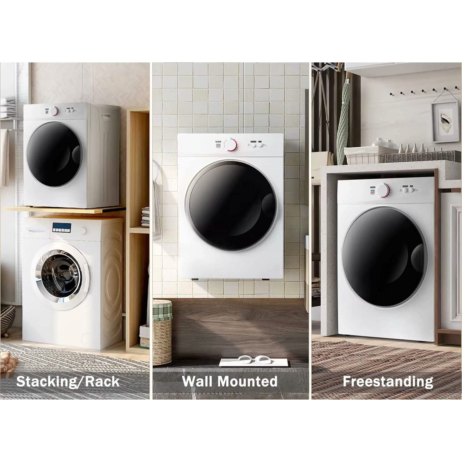 Compact Electric Clothes Dryer with Stainless Steel Tub