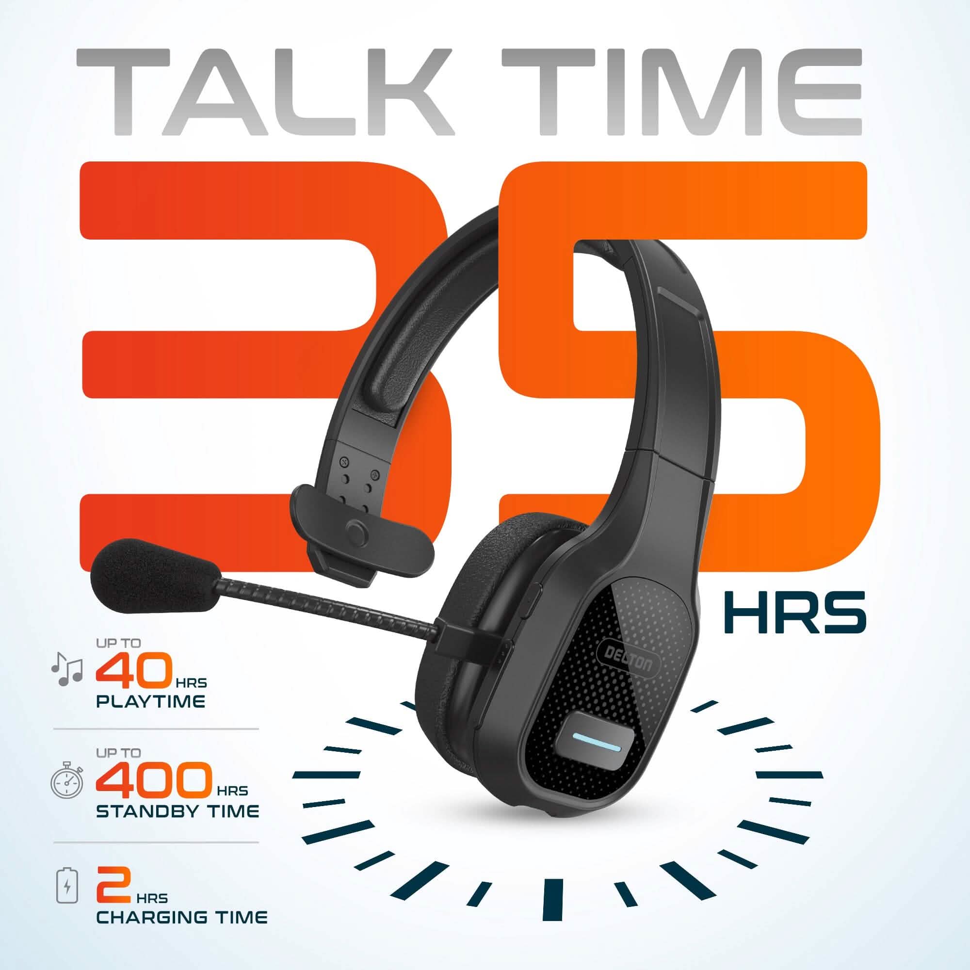 Delton 20X Wireless Computer Headset with USB Dongle and Hook, Trucker Bluetooth Headphone with Noise Canceling Mic